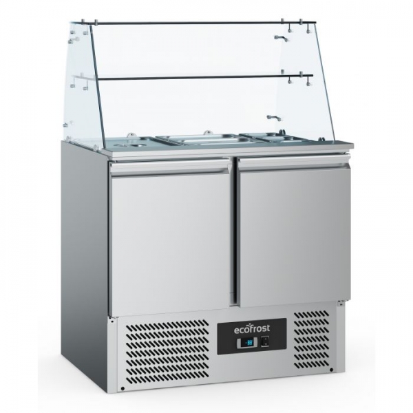 Combisteel Ecofrost Saladette mit Glasaufsatz 2-türig, 240 Liter